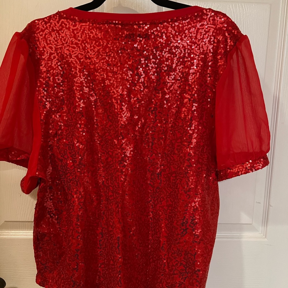 NWT DKNY Red Sequin Top